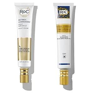 RoC Retinol Correxion Deep Wrinkle Facial Moisturizer Skin Care Bundle: Retinol Correxion Deep Wrinkle Night Cream + Deep Wrinkle Day Cream with SPF 30